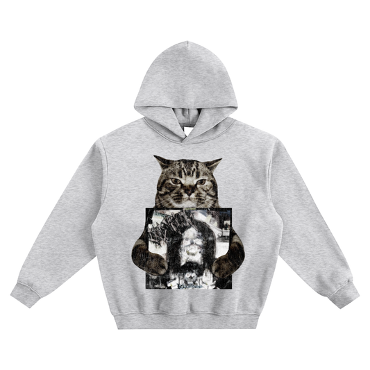 Cat Holding "Cold Visions" Bladee Hoodie v2- Gray