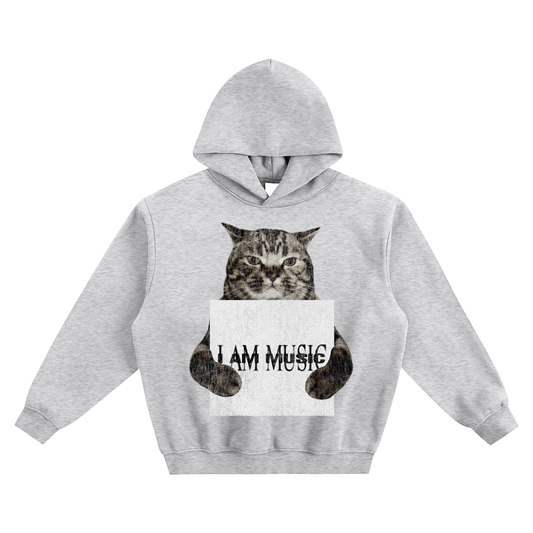 Cat Holding "MUSIC" Playboi Carti Hoodie v2- Gray