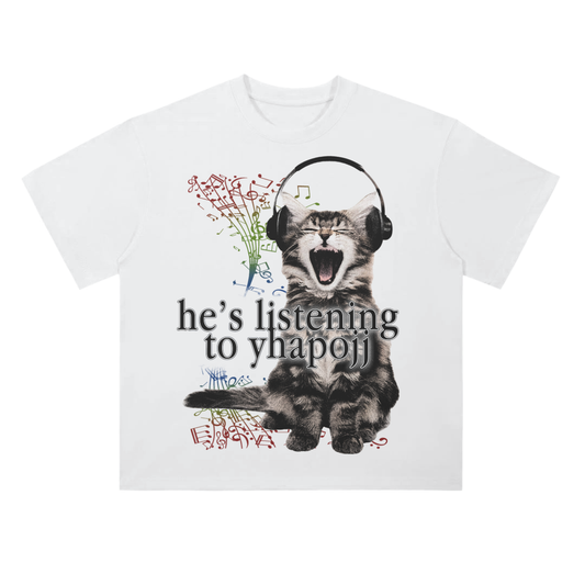 YhapoJJ Listening Cat Tee