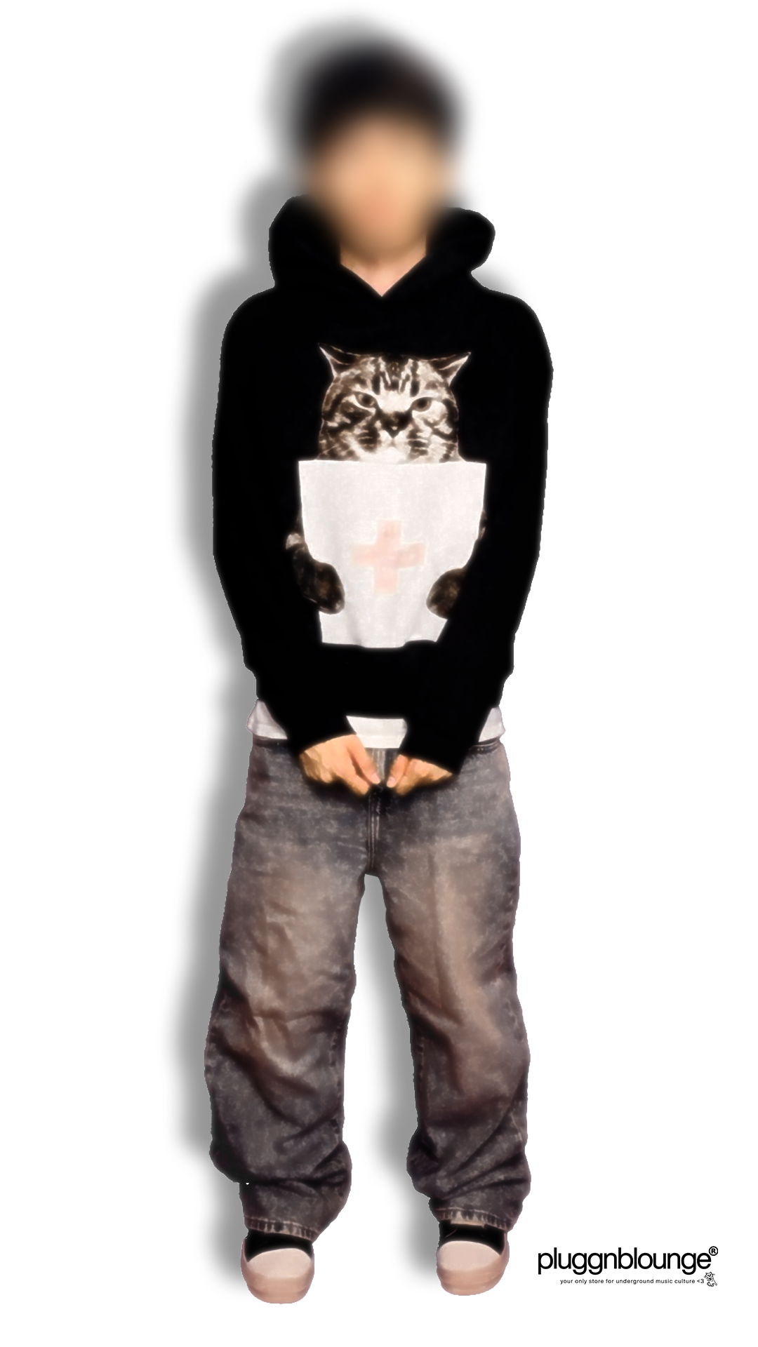 Cat Holding "Boy" 2Hollis Hoodie v2- Black
