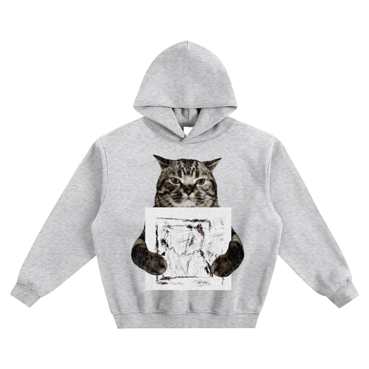 Cat Holding "Heartpacing" Jaydes Hoodie v2- Gray