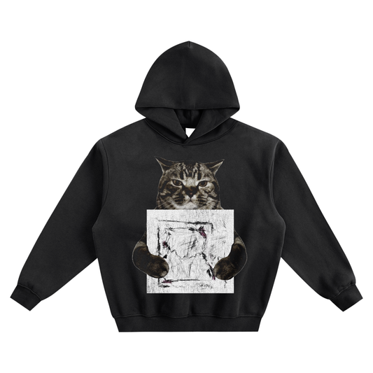 Cat Holding "Heartpacing" Jaydes Hoodie v2- Black