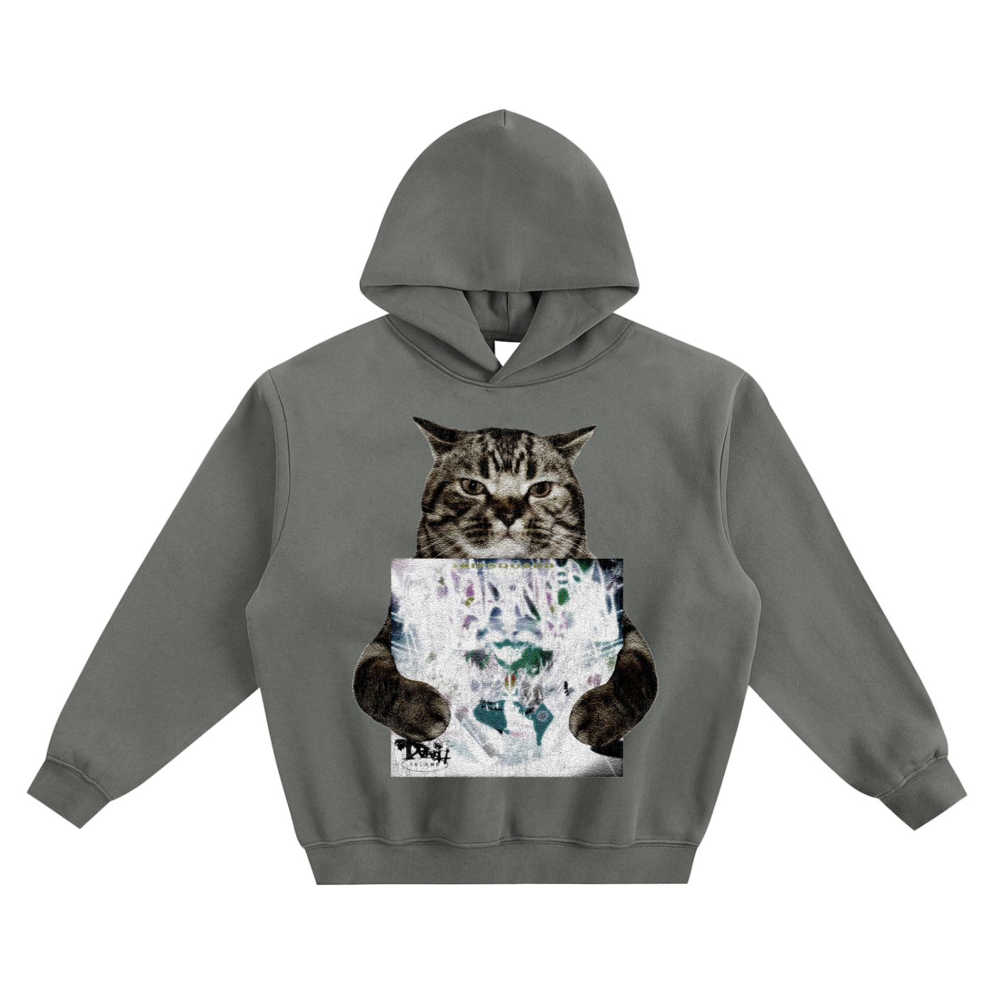 Cat Holding "Icedancer" Bladee Hoodie v2- Gray