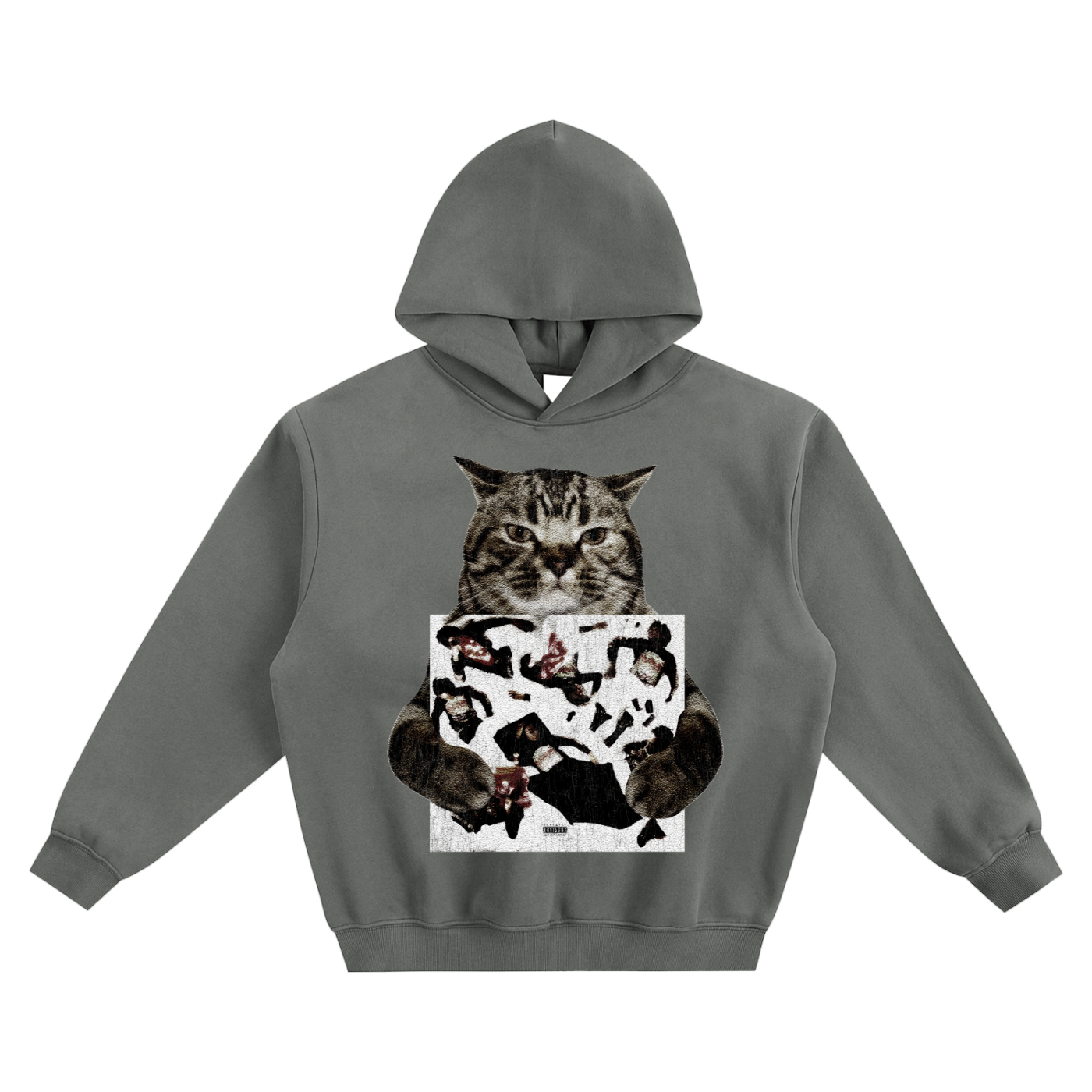 Cat Holding "OsamaSeason" Osamason Hoodie v2- Gray
