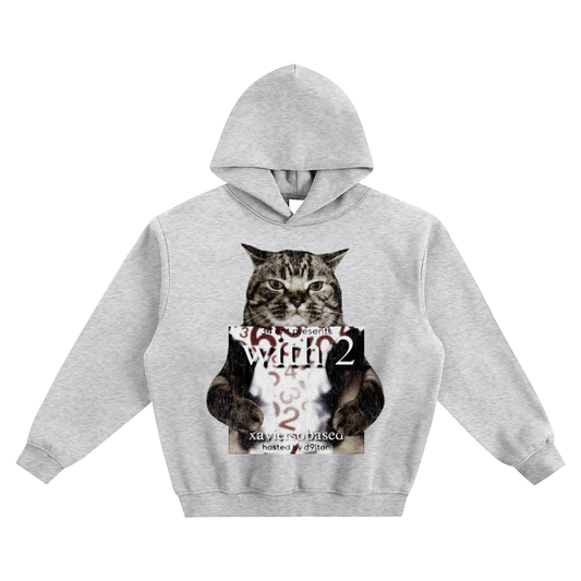 Cat Holding "With 2" Xaviersobased Hoodie v2- Gray