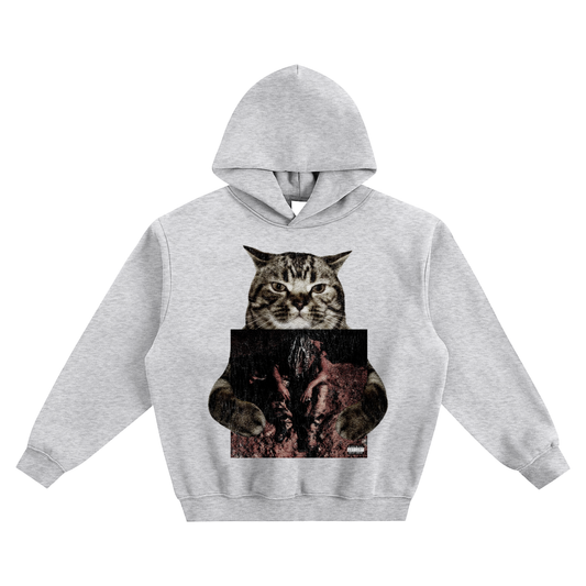 Cat Holding "LLF" Destroy Lonely Hoodie v2- Gray