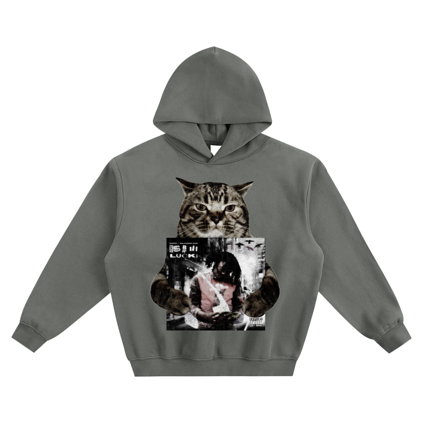 Cat Holding "Days B4 III" YhapoJJ Hoodie v2- Gray