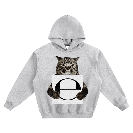 Cat Holding "e" Ecco2k Hoodie v2- Gray