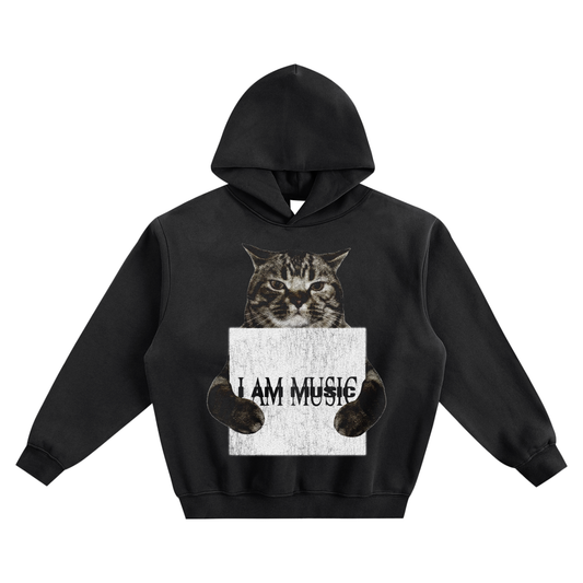 Cat Holding "MUSIC" Playboi Carti Hoodie v2- Black