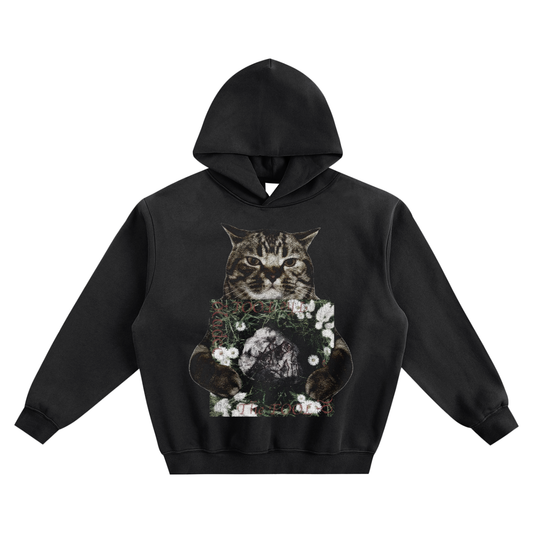 Cat Holding "The Fool" Bladee Hoodie v2- Black