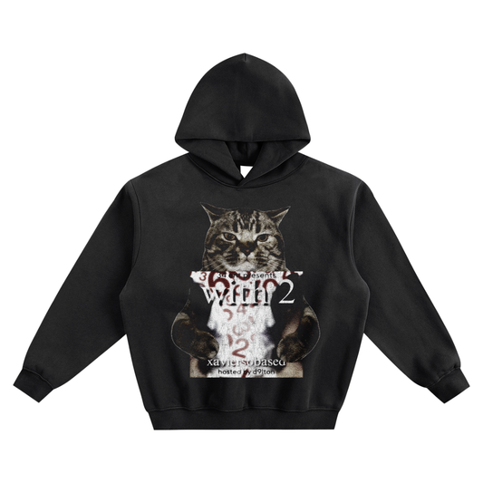 Cat Holding "With 2" Xaviersobased Hoodie v2- Black