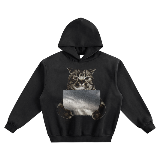 Cat Holding "Boy" 2Hollis Hoodie v2- Black