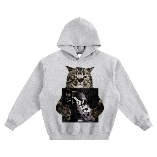 Cat Holding "Flex Musix" Osamason Hoodie v2- Gray