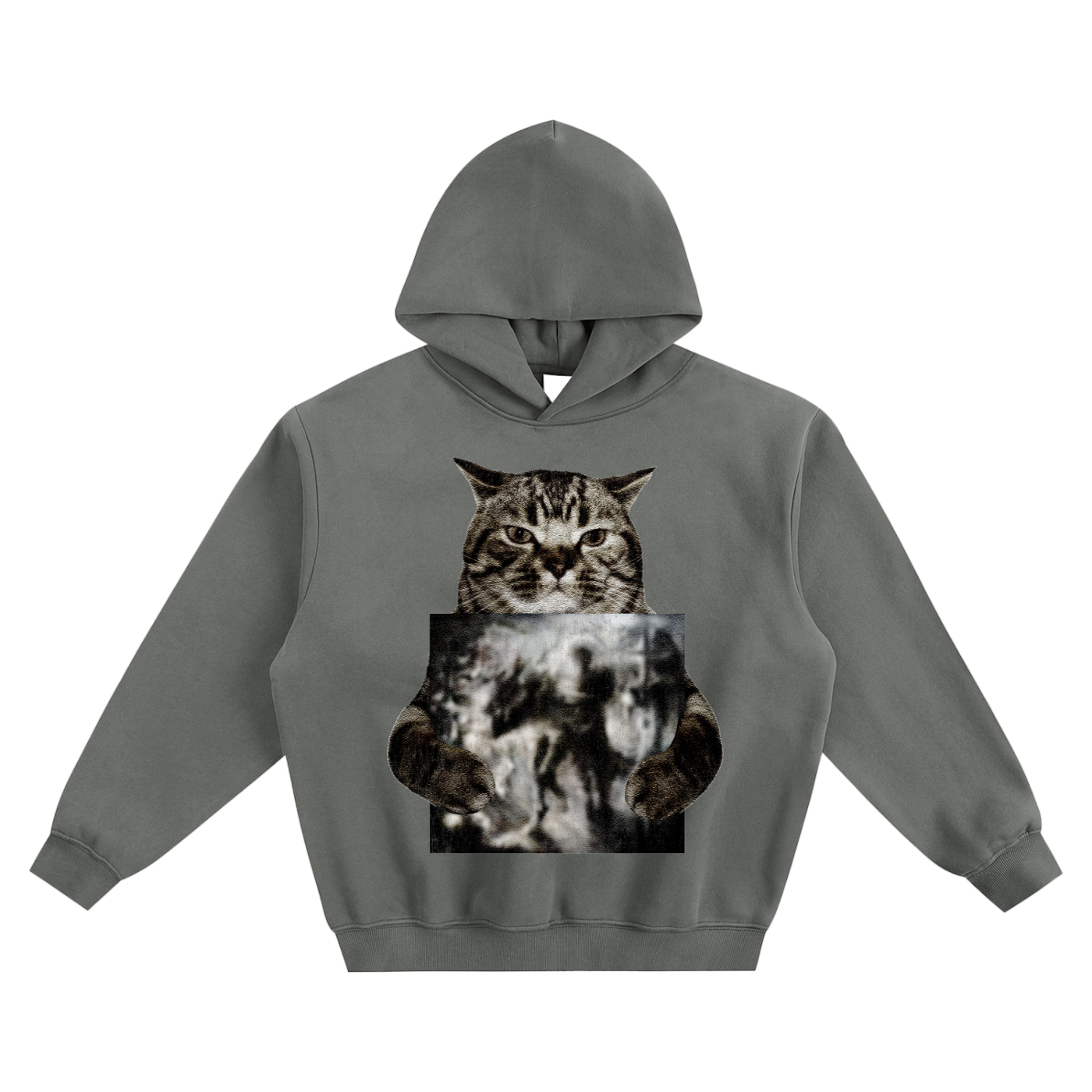 Cat Holding "Evolution of Xur" YhapoJJ Hoodie v2- Gray