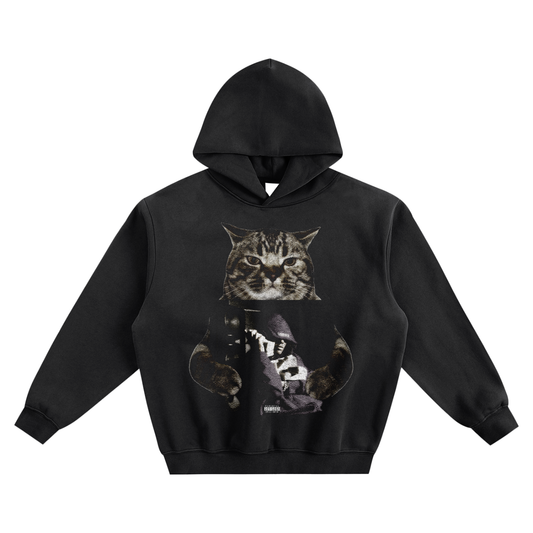 Cat Holding "Flex Musix" Osamason Hoodie v2- Black