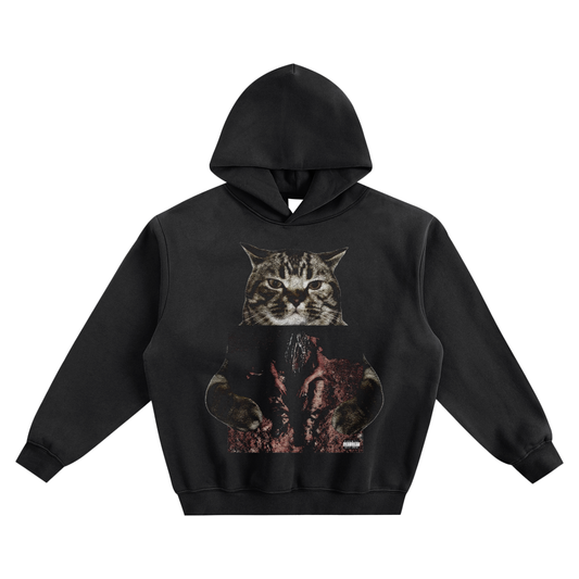 Cat Holding "LLF" Destroy Lonely Hoodie v2- Black
