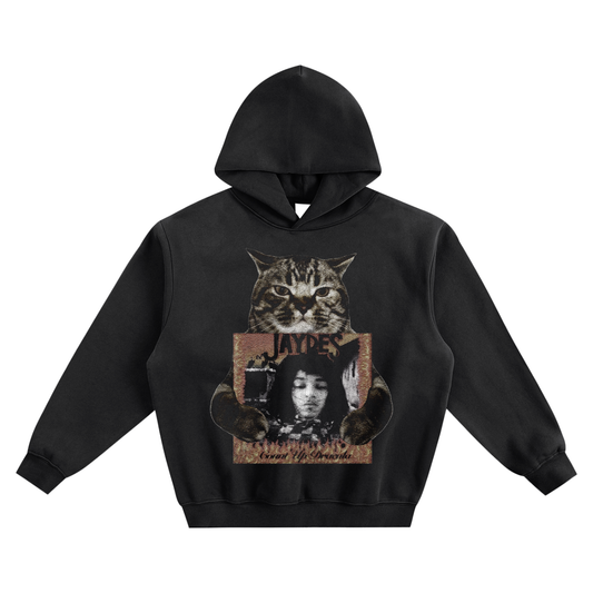 Cat Holding "Count Up Dracula" Jaydes Hoodie v2- Black