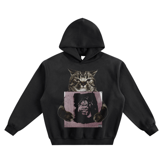 Cat Holding "Watch My Back" Lucki Hoodie v2- Black