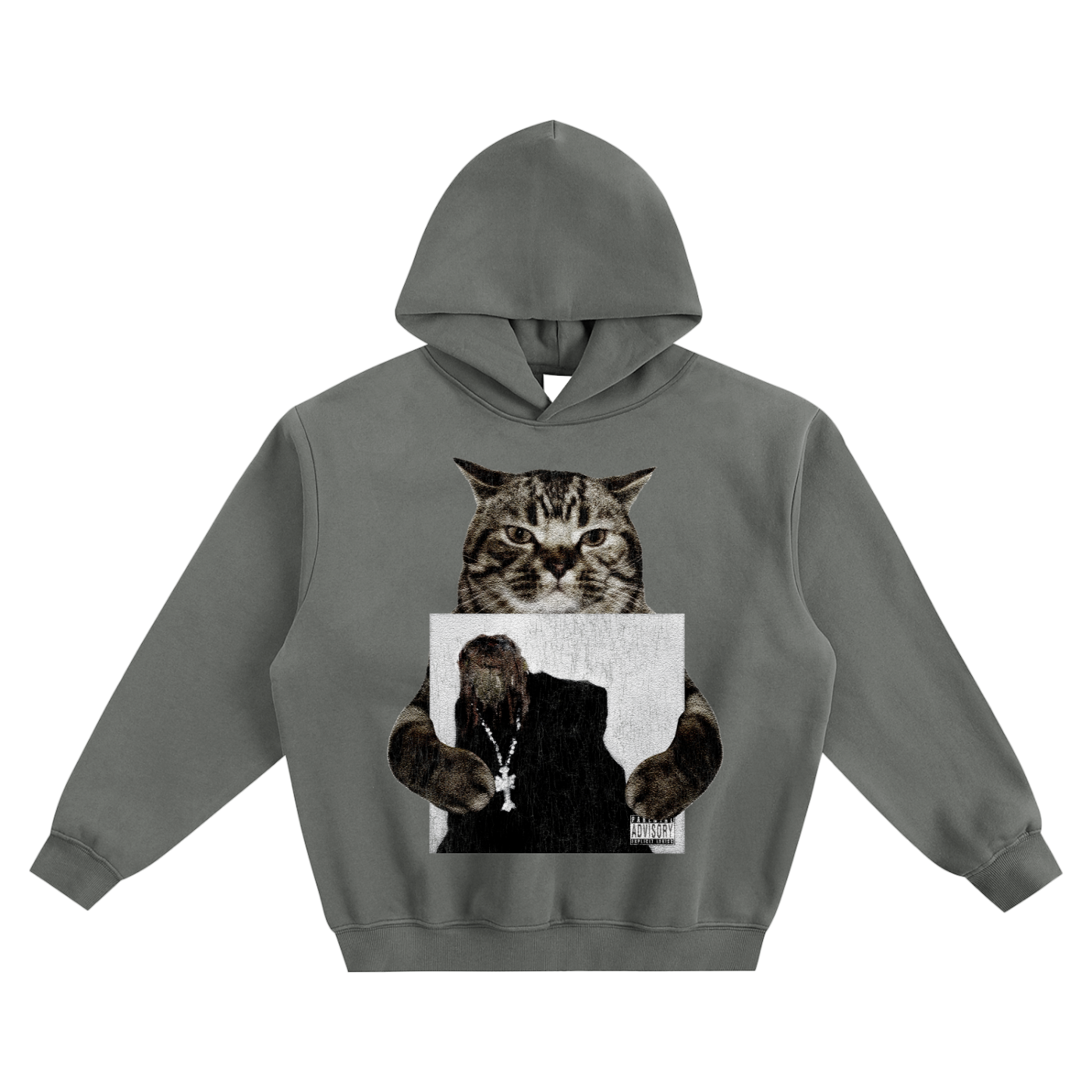 Cat Holding "closed captions" Che Hoodie v2- Gray