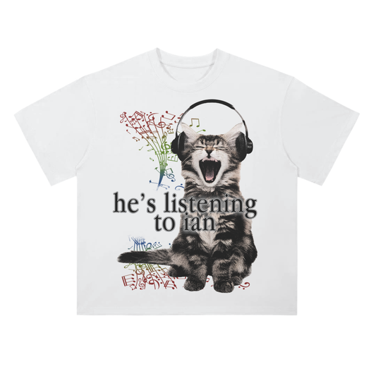 Ian Listening Cat Tee