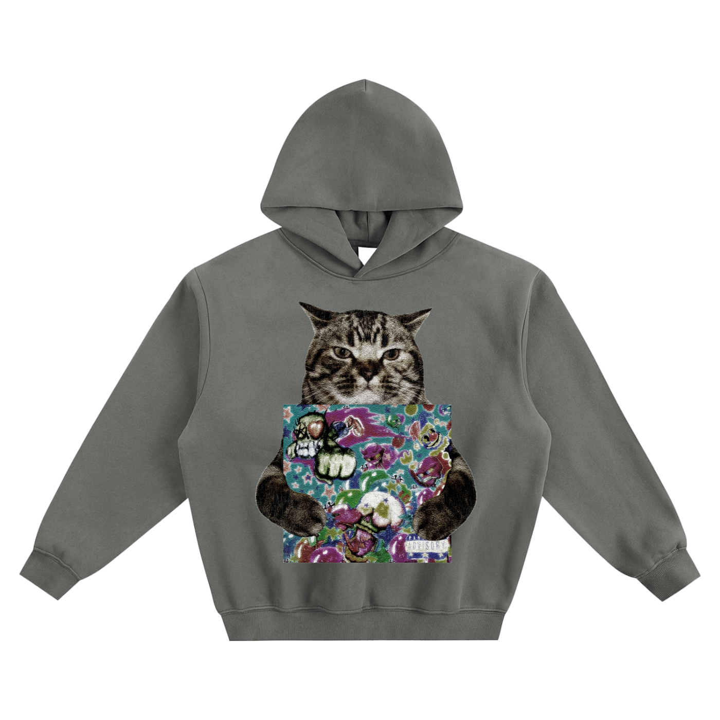 Cat Holding "Funhouse" Prettifun Hoodie v2- Gray