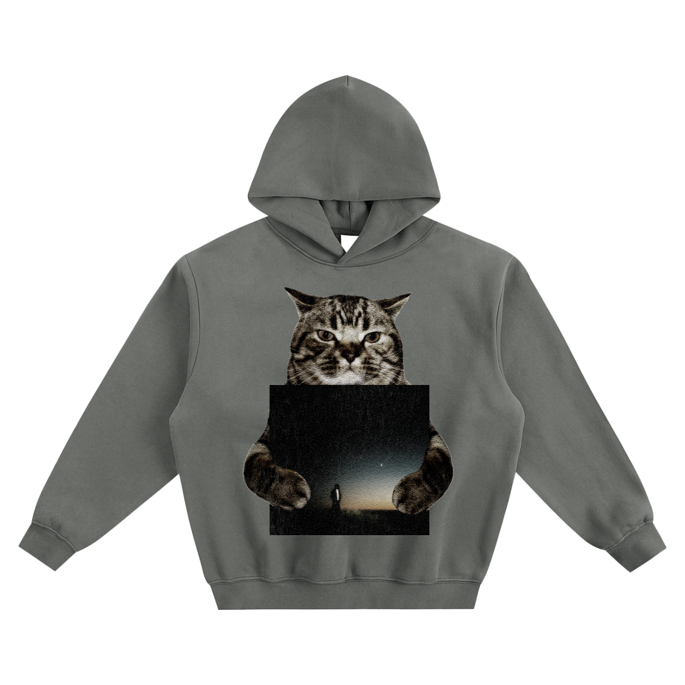 Cat Holding "NS+ Ultra" Destroy Lonely Hoodie v2- Gray