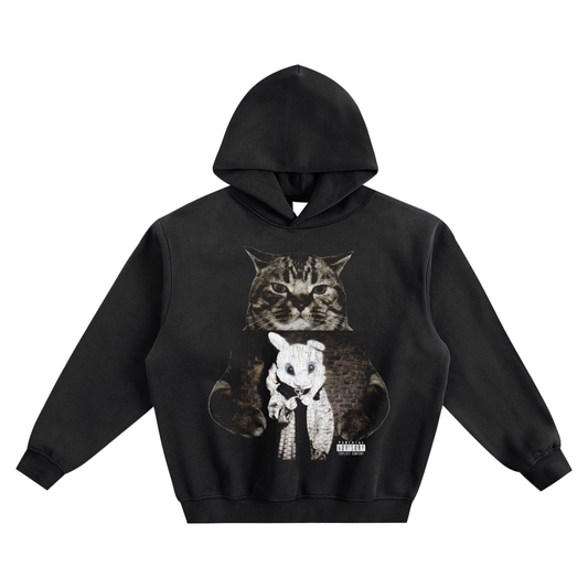 Cat Holding "Sayso Says" Che Hoodie v2- Black