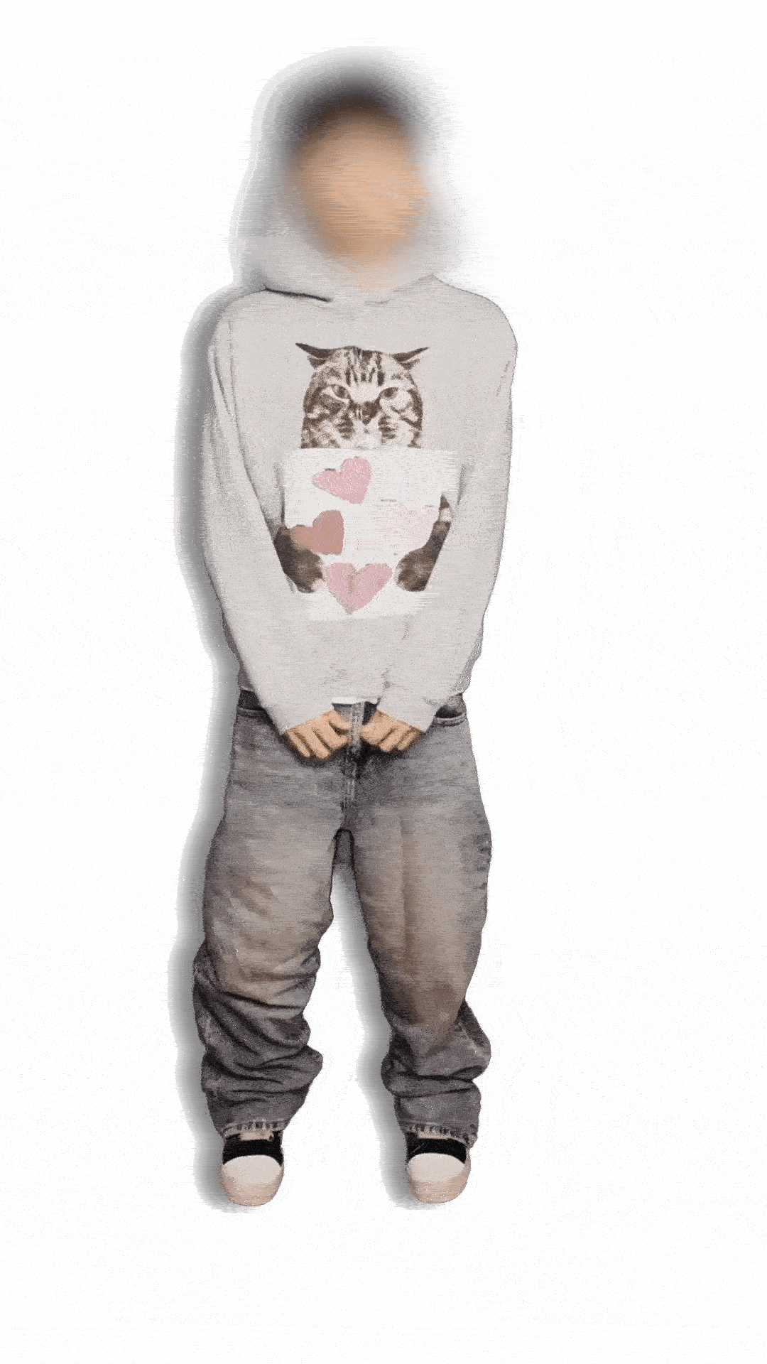 Cat Holding "Cold Visions" Bladee Hoodie v2- Black