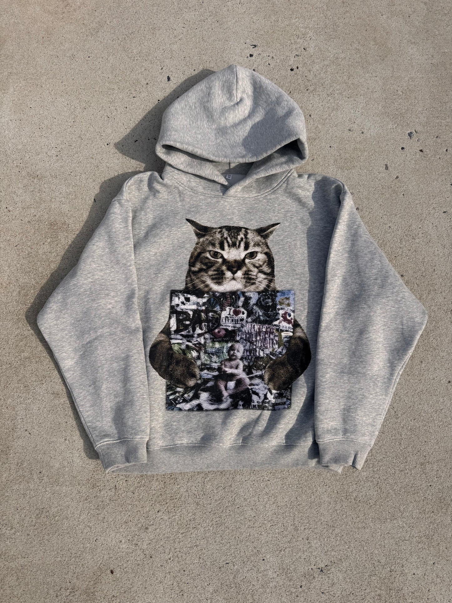 Cat Holding "Cold Visions" Bladee Hoodie v2- Black