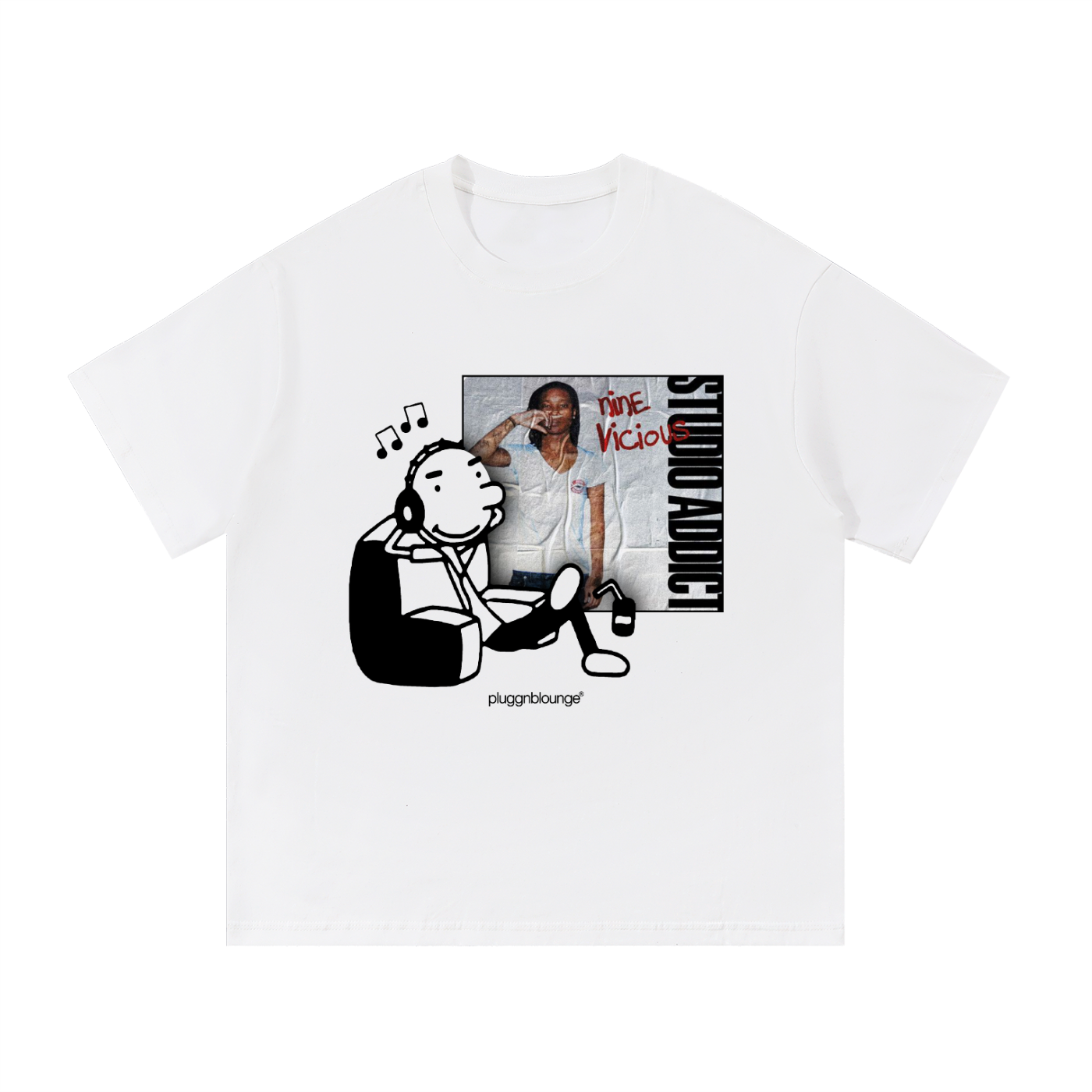 Rodrick Listening To Albums Tee- Studio Addict by Nine Vicious