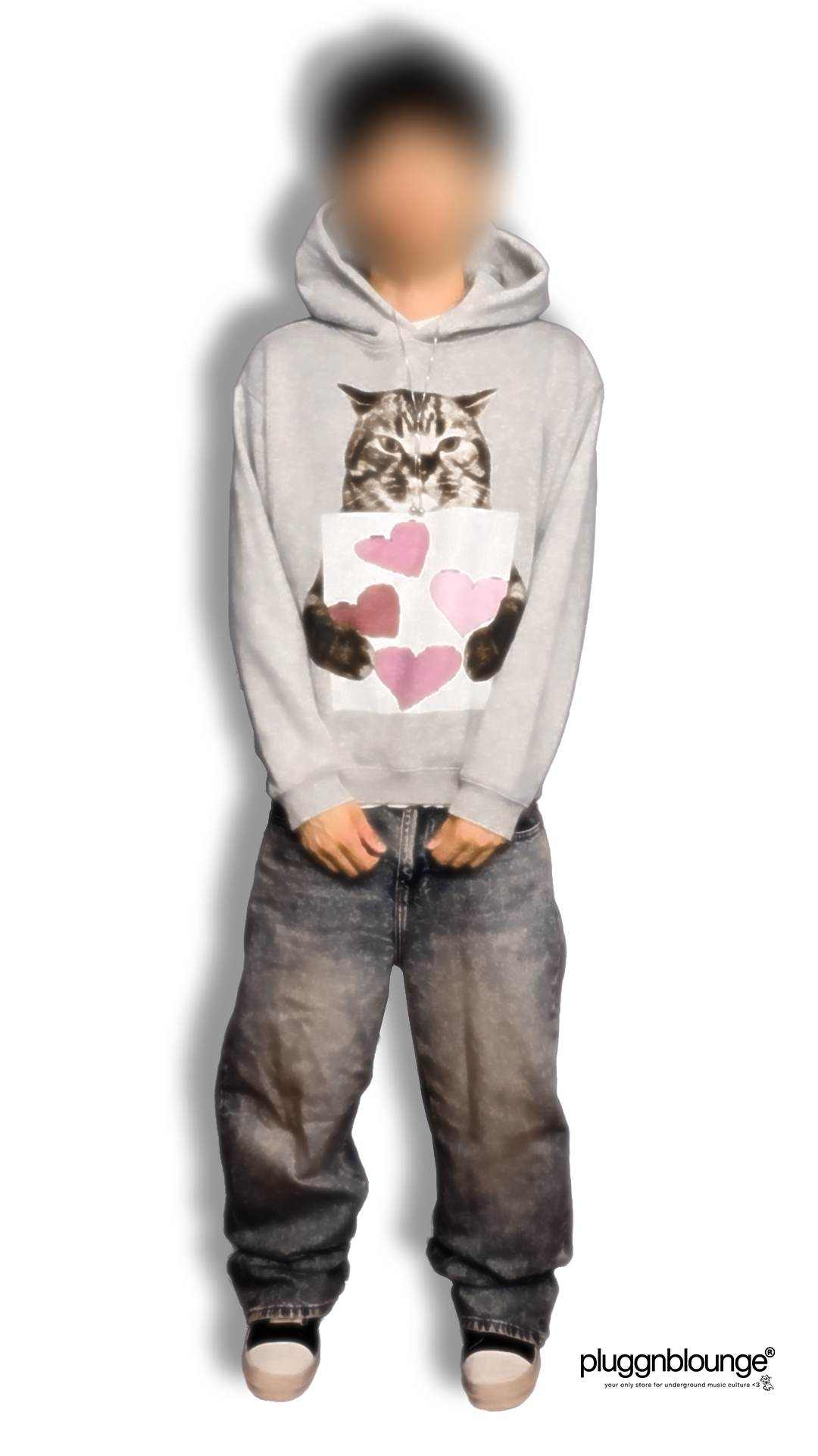 Cat Holding "Cold Visions" Bladee Hoodie v2- Black