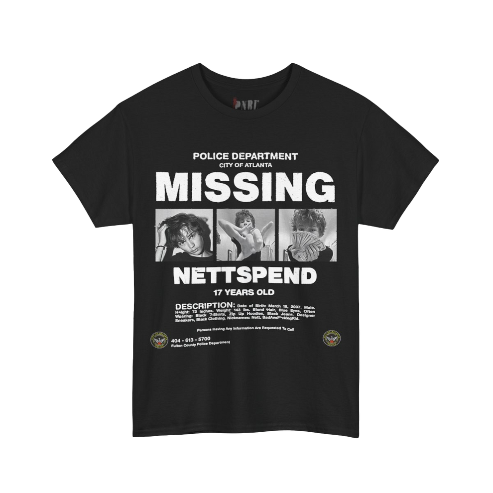 Nettspend Merch Tree Nettspend Missing Tee Black โ PluggnbLounge