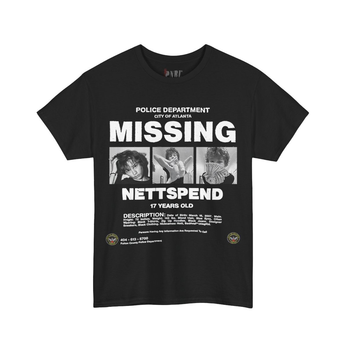 Nettspend Missing Tee Black – PluggnbLounge